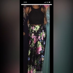 Black floral Prom dress